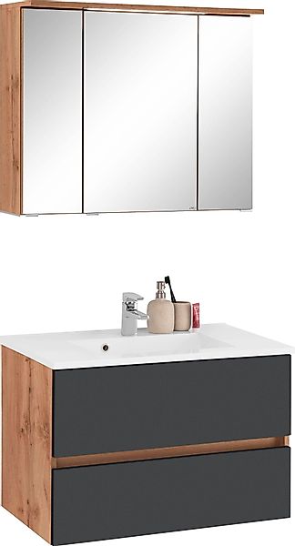 welltime Badmöbel-Set "Lucca" 2 Stk. tlg. Breite 80 cm, mit direkter LED-Be günstig online kaufen