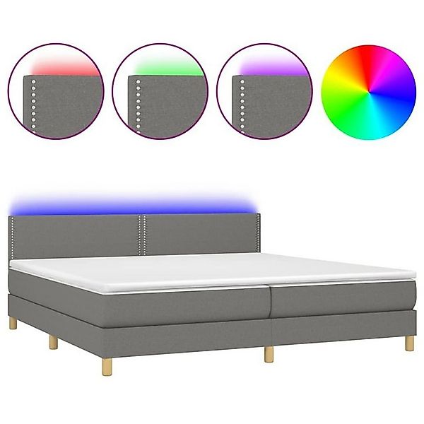 vidaXL Boxspringbett Boxspringbett mit Matratze LED Dunkelgrau 200x200 cm S günstig online kaufen