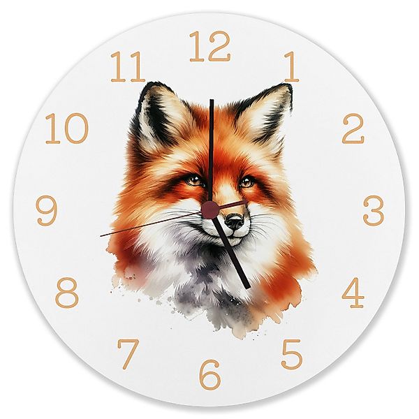 speecheese Wanduhr Fuchs Porträt Aquarell Wanduhr günstig online kaufen