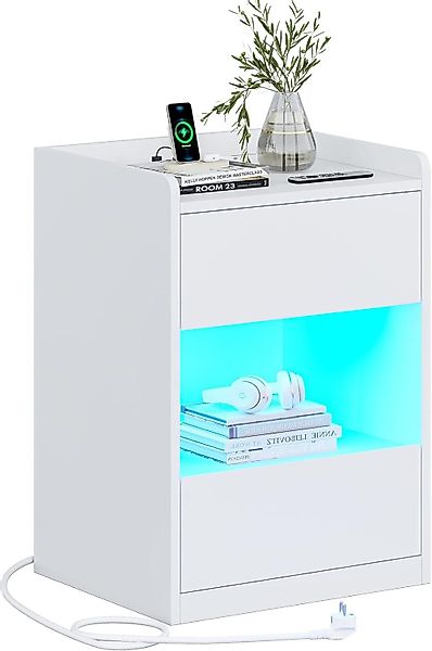 MSMASK Nachttisch mit LED-Beleuchtung und Ladestation, günstig online kaufen