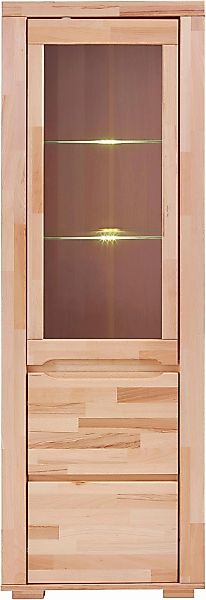 Home affaire Vitrine "DENIS75, 5 Fächer, Teilmassiv, 1 Tür mit Glaseinsatz, günstig online kaufen