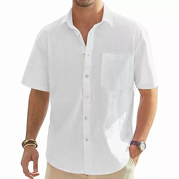 CHENIN T-Shirt Leinenhemd Herrenhemden kurzärmeliges Leinenhemd Freizeithem günstig online kaufen