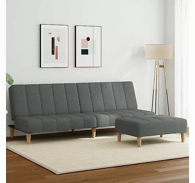 vidaXL Sofa, Schlafsofa 2-Sitzer mit Fußhocker Dunkelgrau Stoff günstig online kaufen