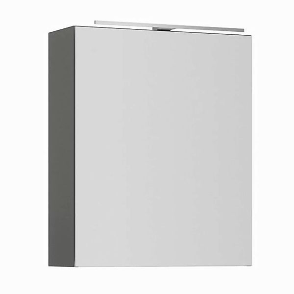 Lomadox Spiegelschrank PALERMO-136-GREY grau 60cm breit mit LED Aufsatzleuc günstig online kaufen