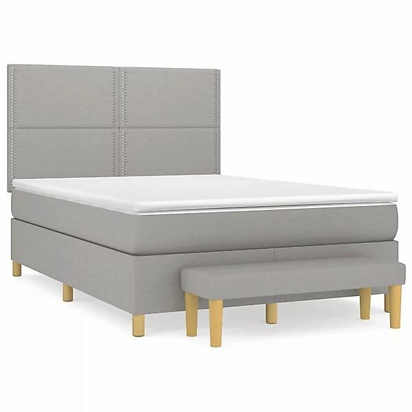 Vidaxl Boxspringbett Mit Matratze Hellgrau 140x200 Cm Stoff günstig online kaufen
