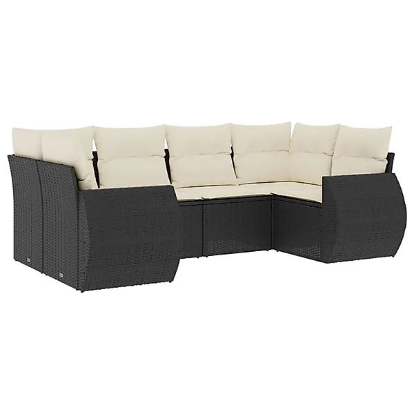 vidaXL 6-Tlg Garten-Sofagarnitur mit Kissen Schwarz Poly Rattan 3221775 günstig online kaufen