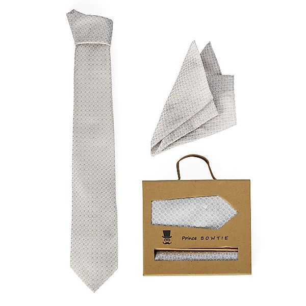 Prince BOWTIE Krawatte und Einstecktuch im Set Farbe champagner Größe: One günstig online kaufen