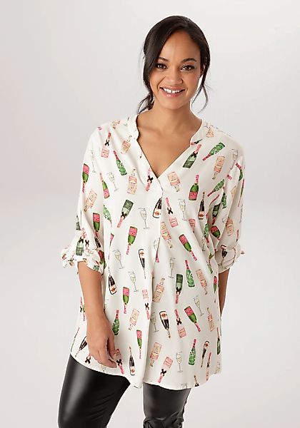 Aniston PLUS Schlupfbluse mit Sektfläschchen bedruckt günstig online kaufen