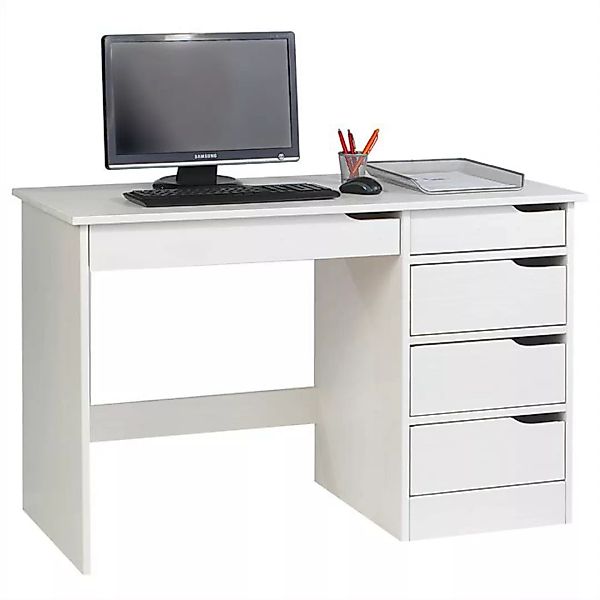 Schreibtisch HUGO Kiefer massiv in wei günstig online kaufen