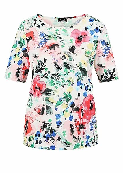 GOLDNER Kurzarmshirt "Kurzgröße Florales Halbarm-Shirt, bunt" Blumenmuster günstig online kaufen