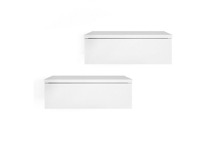KOMTO Wandregal mit Schublade 2er Set Nachttisch Wandschublade Monaco 2 pcs günstig online kaufen