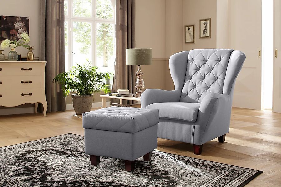 Home affaire Ohrensessel "Alexandra", incl. Hocker, mit Steppung, in vielen günstig online kaufen