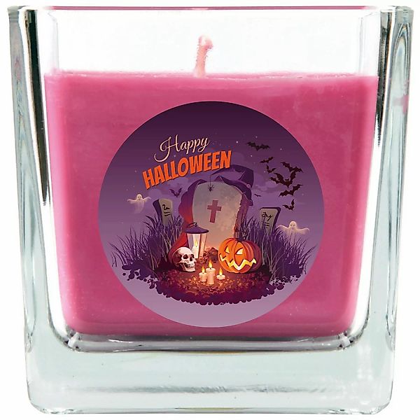 HS Candle Duftkerze & Glas Halloween Lila Bonbon 50h günstig online kaufen