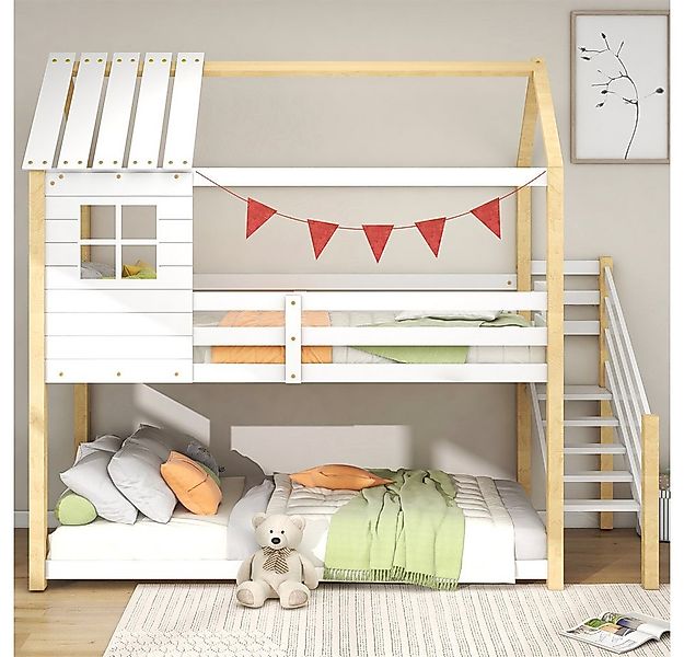 XDeer Etagenbett Etagenbett, Bett mit Ecktreppe, Hausbett, Kinderbett mit, günstig online kaufen