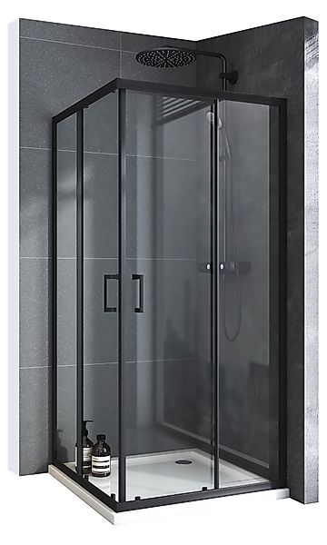 Boromal Eckdusche Duschkabine Schwarz 80x80 x185cm, günstig online kaufen