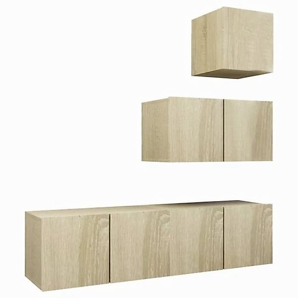 vidaXL TV-Schrank 4-tlg. TV-Schrank-Set Sonoma-Eiche Holzwerkstoff (1-St) günstig online kaufen