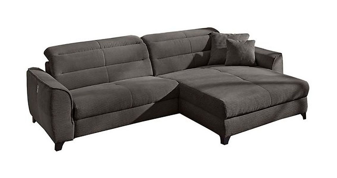 Jockenhöfer Gruppe Ecksofa DOUBLE ONE, Dunkelgrau, Cordbezug, USB-Port., el günstig online kaufen