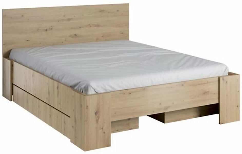 Feldmann-Wohnen Bett Doppelbett Malta (L1) artisan eiche #dv50 (Kratzfeste günstig online kaufen