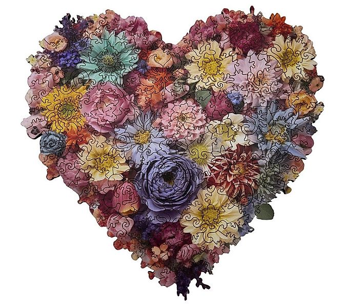 abc HOME Puzzle Herzform, Blumen, Holz, Ø 27 cm, 200 Puzzleteile günstig online kaufen