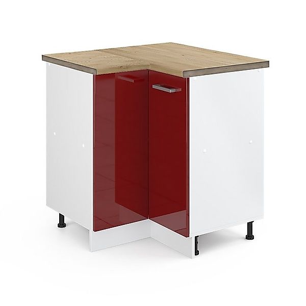 Vicco Eckunterschrank R-Line Bordeaux Hochglanz/Weiß 76 cm AP Eiche günstig online kaufen