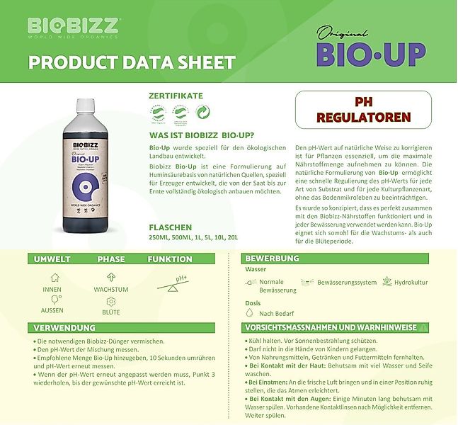 Biobizz Pflanzendünger BioBizz Grow Bio-Up pH-Regulator günstig online kaufen