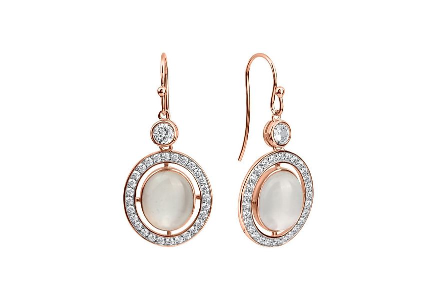 Zeeme Paar Ohrhänger Silber 925 rosé vergoldet Zirkonia Mondstein echt günstig online kaufen