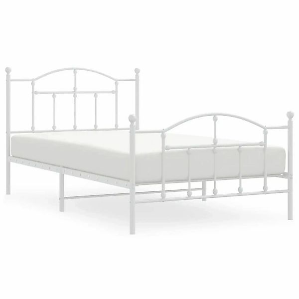 vidaXL Bettgestell mit Kopf- und Fußteil Metall Weiß 107x203 cm Modell 4184 günstig online kaufen