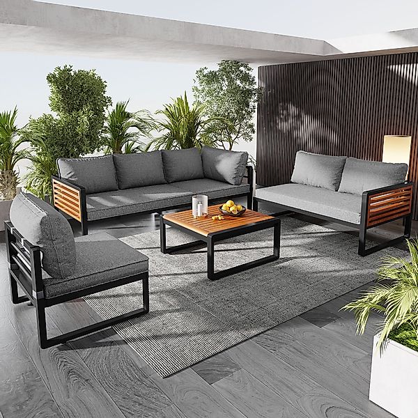 Flieks Gartenlounge-Set, 6-Sitzer Outdoor Gartensofa Gartenmöbel-Set günstig online kaufen