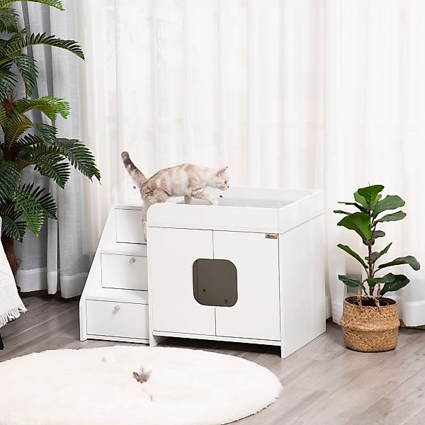 PawHut Katzenschrank für Katzentoilette  Verstecktes Katzenklo mit 3-Stufen günstig online kaufen
