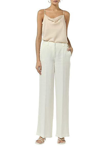 comma Leinenhose mit weitem Bein, Bundfalte günstig online kaufen