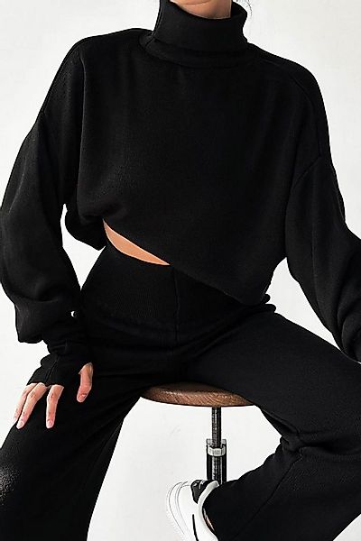 WOMAN VISION Blusentop Rollkragenpullover und hochgeschnittene Strickhose ( günstig online kaufen
