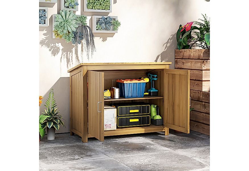 Outsunny Gerätehaus wetterfest, mit Tür, Pultdach, Ablagen, BxT: 110x50 cm, günstig online kaufen