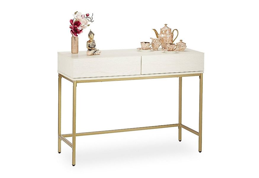 relaxdays Konsolentisch Gold Weiß günstig online kaufen