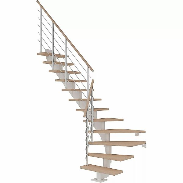 Dolle Mittelholmtreppe Hamburg Eiche Weiß GH bis 258 cm 1/4 Gewendelt 85 cm günstig online kaufen