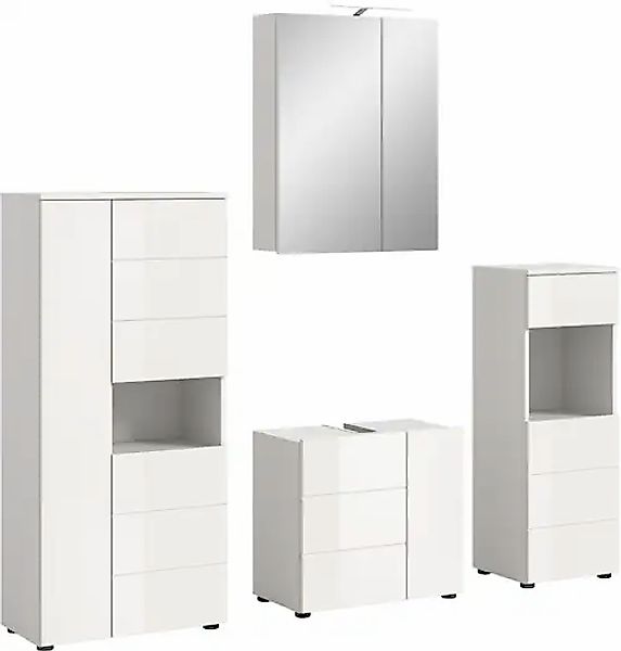 welltime Badmöbel-Set »Biel, Höhe 190 cm,Hochschrank,WBU, Spiegelschrank, U günstig online kaufen