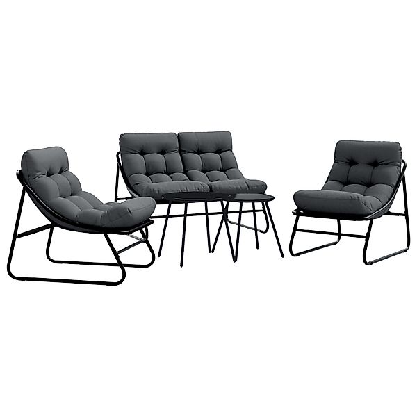 vidaXL Garten Essgruppe 5-Tlg Schwarz Stahl 3378837 günstig online kaufen
