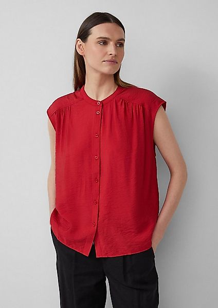 s.Oliver Blusentop Bluse Weites Blusentop mit Raffung und Spitzen-Detail günstig online kaufen