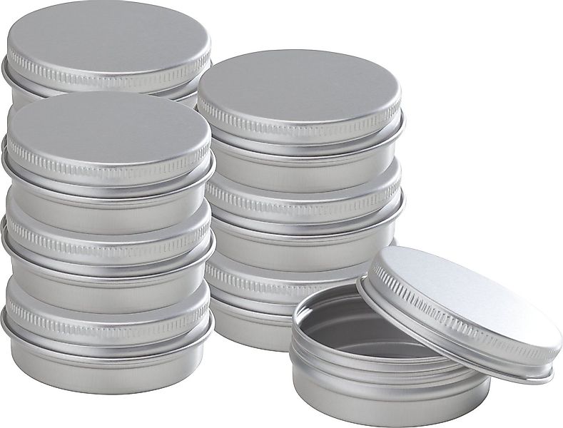 VBS Aufbewahrungsbox Rund, mit Schraubdeckel Aluminium günstig online kaufen