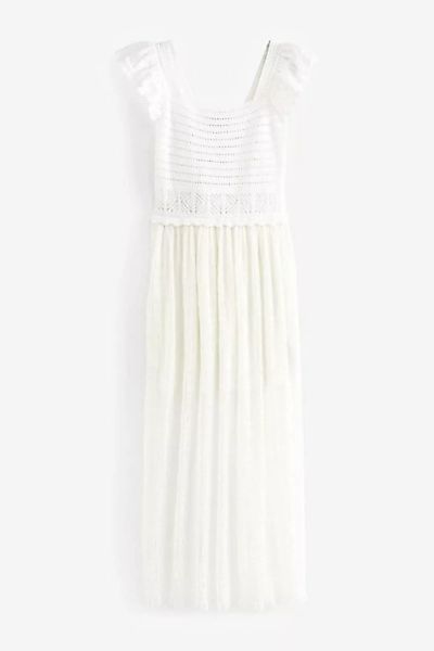 Next Sommerkleid Kleid mit gehäkelten Trompetenärmeln (1-tlg) günstig online kaufen