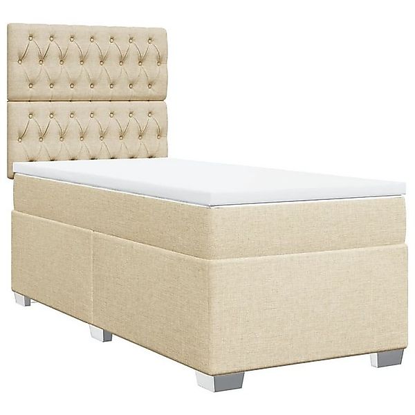 vidaXL Bett Boxspringbett mit Matratze Creme 100x200 cm Stoff günstig online kaufen