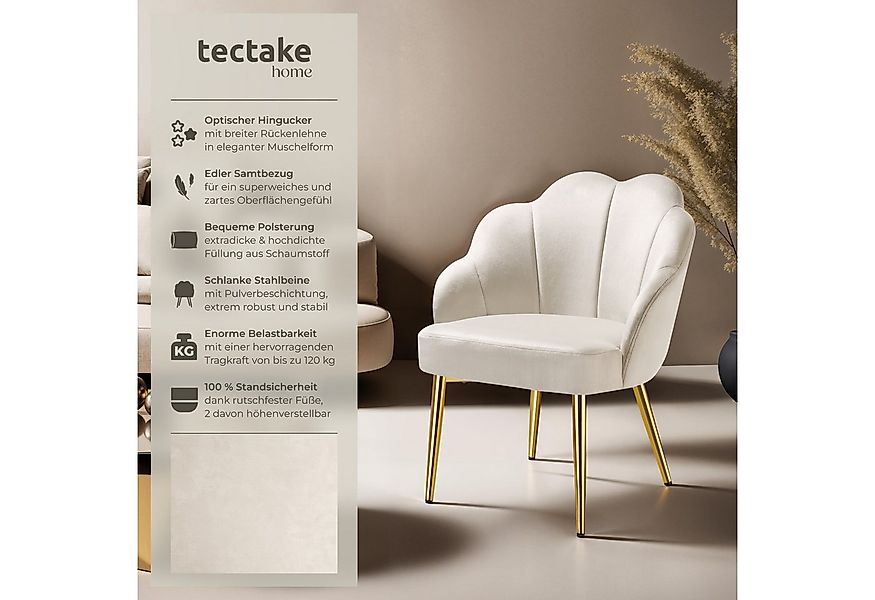 tectake Esszimmerstuhl Cocktailsessel Hellen, gepolstert mit Samtbezug (Set günstig online kaufen