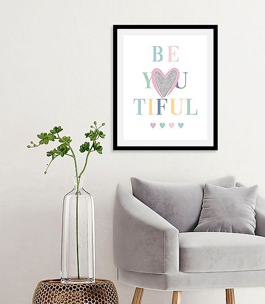 queence Bild »Be-You-Tiful«, Schriftzüge, (1 St.), gerahmt günstig online kaufen