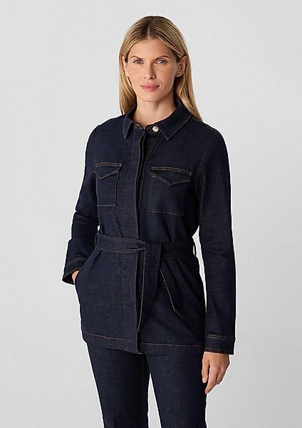 comma Funktionsjacke Indoor-Jacke Tailliertes Denim-Overshirt mit Gürtel günstig online kaufen