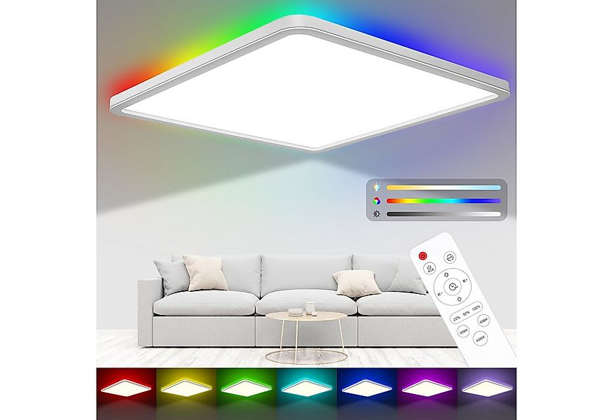 POPOLIC LED Deckenleuchte 24W RGB Farbwechsel Deckenbeleuchtung 3000K-6500K günstig online kaufen