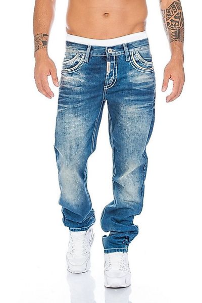Cipo & Baxx Regular-fit-Jeans Jeans Hose mit dicken Kontrast Nähten Dicke N günstig online kaufen