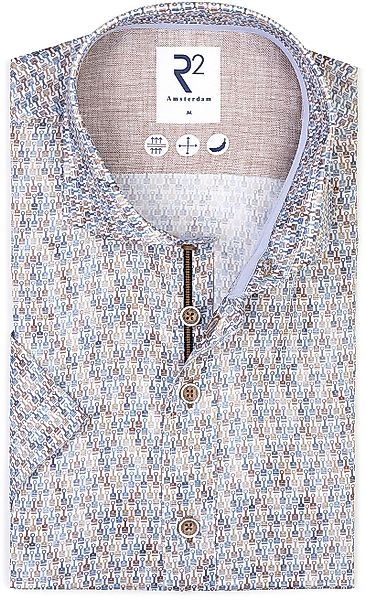 R2 Hemd Shortsleeve Print Blau - Größe 42 günstig online kaufen