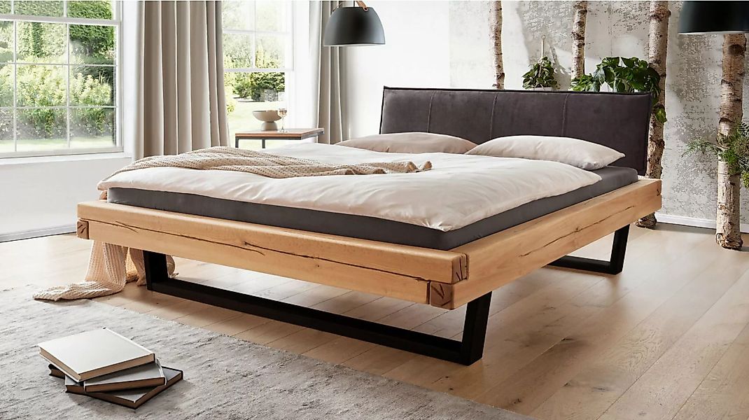 Massivart® Massivholzbett Balkenbett SVEA / Kiefer geölt und gebeizt, Farbe günstig online kaufen