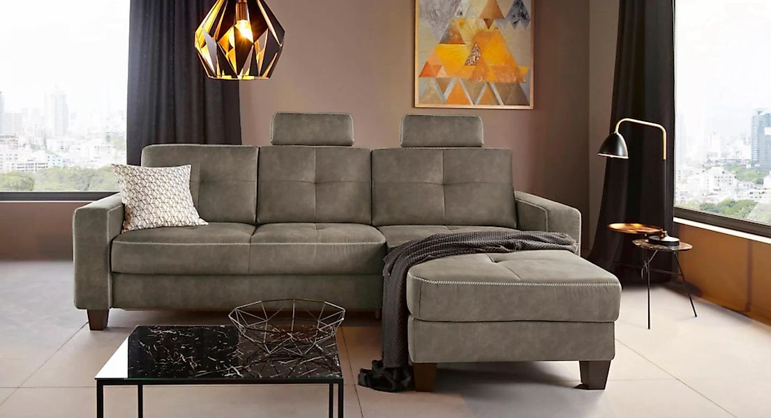 Places of Style Ecksofa "Varese L-Form", Kreuznaht in beige günstig online kaufen