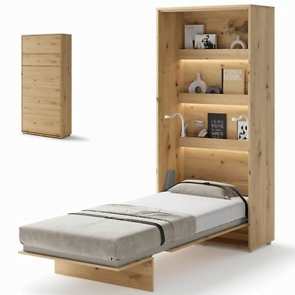 yourhouse24 Schrankbett Bed Concept Vertikal Gästebett Eiche Artisan 90/120 günstig online kaufen