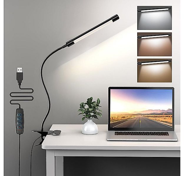 Sunicol LED Schreibtischlampe Klemmbar Tischlampe, 3 Farben,10 Helligkeitss günstig online kaufen